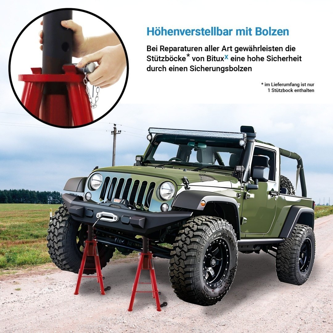 Nastavitelný podpěrný stojan 12T pro automobily a stroje 74-122 cm ocelový MS19681